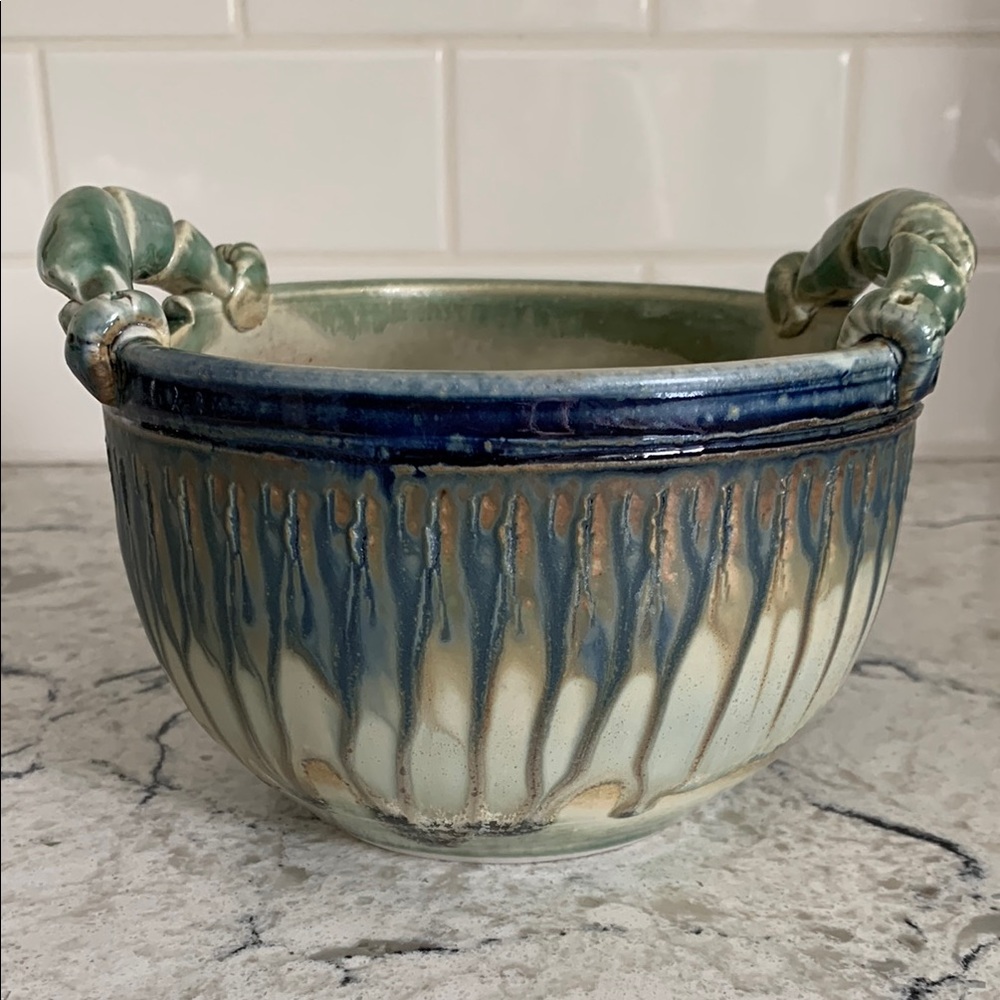 Handcrafted Pottery Bowl with Handles